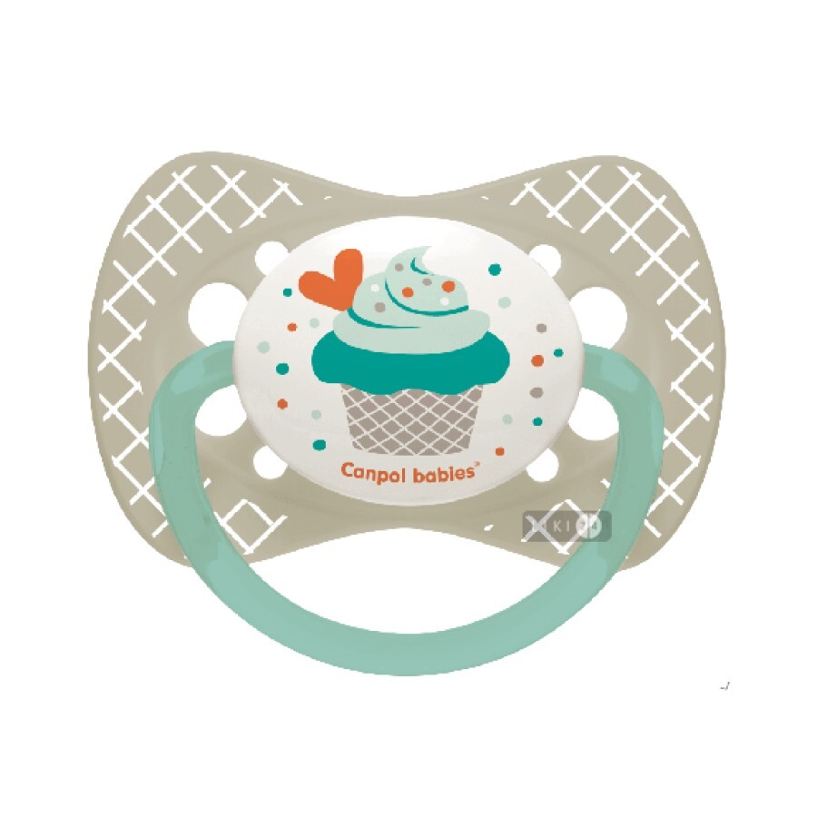 Пустышка силиконовая Canpol Babies Cupcake серая симметрическая 6-18 мес 1 шт 23/283: цены и характеристики