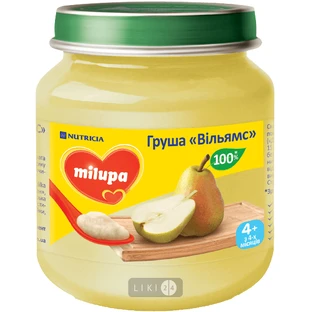 Пюре Milupa Груша Вильямс с 4 месяцев фруктовое, 125 г