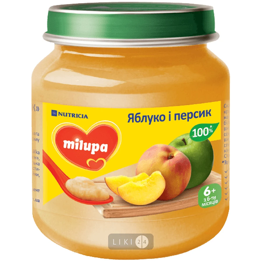 Фруктовое пюре Milupa Яблоко и персик с 6 месяцев 125 г: цены и характеристики