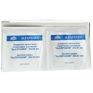 Серветка спиртова Alexpharm, 65 х 30 мм, №100