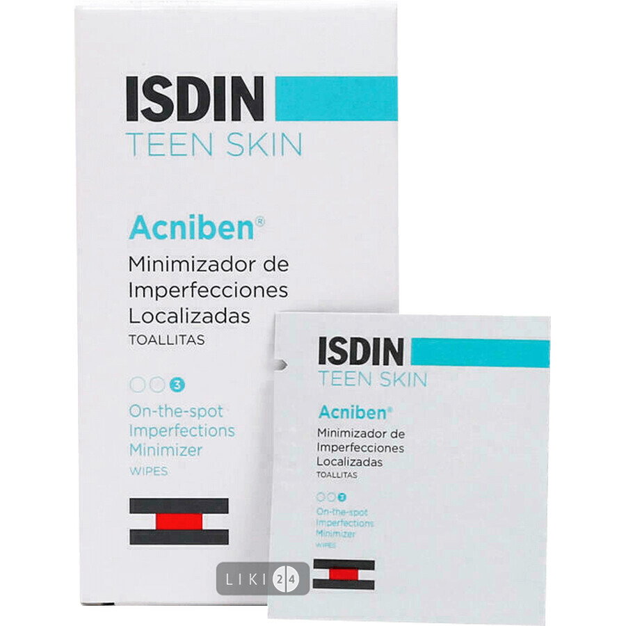 Серветки вологі isdin teen skin acniben №30: ціни та характеристики