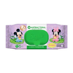Серветки вологі Smile Baby Antibacterial з клапаном 60 шт
