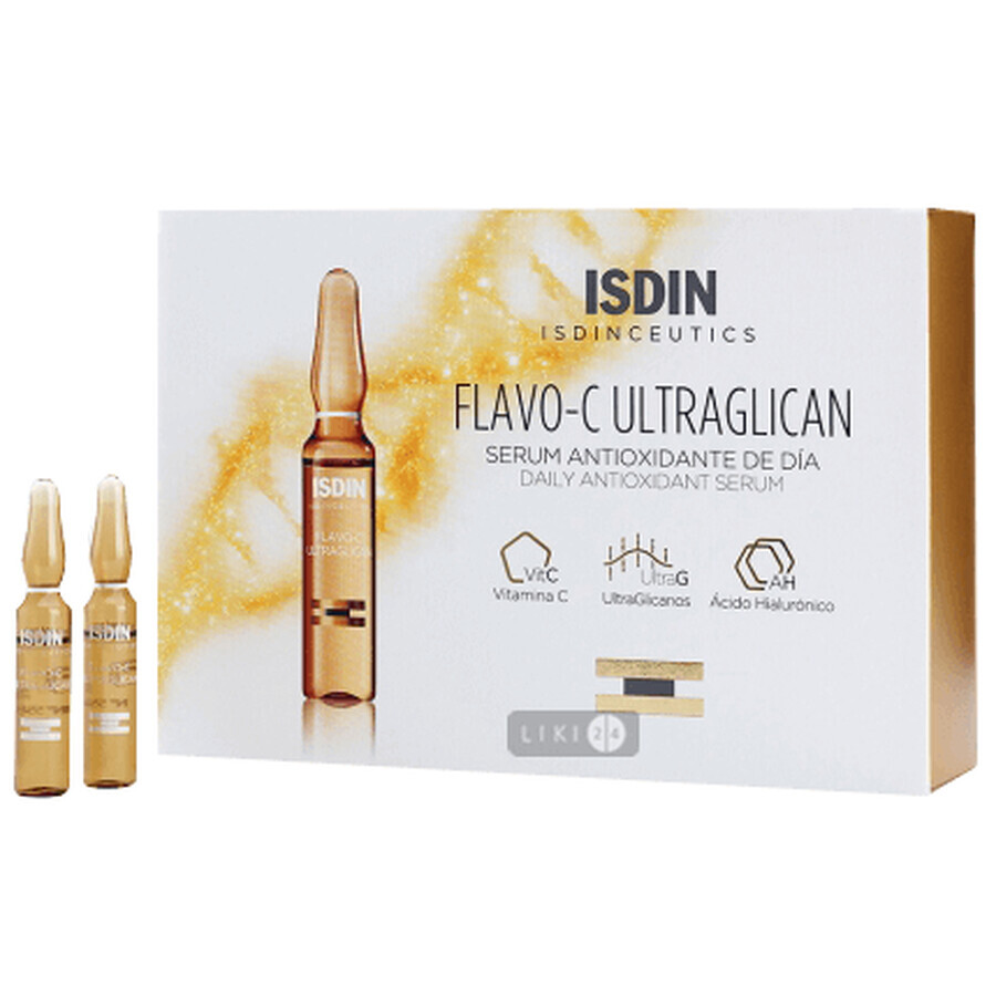 Сыворотка Isdin Flavo-C Ultraglican для лица дневная антиоксидантная 10 х 2 мл: цены и характеристики