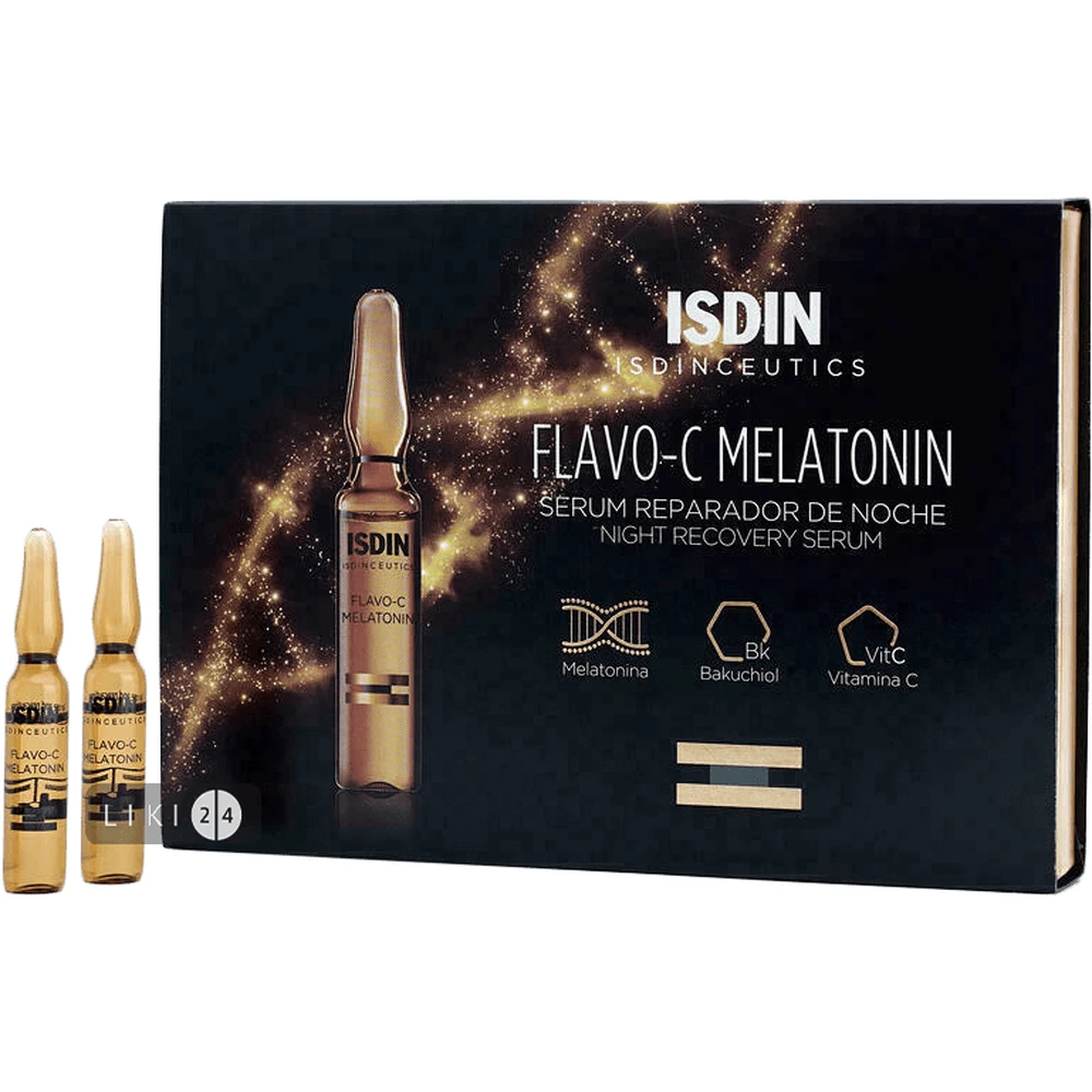 Сыворотка Isdin Flavo-C Melatonin для лица ночная восстанавливающая 10 х 2 мл: цены и характеристики
