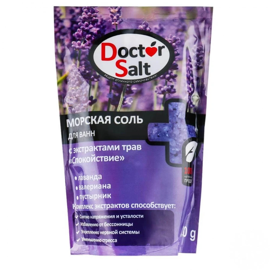 Морская соль для ванн Doctor Salt Спокойствие с экстрактами 530 г дой-пак: цены и характеристики