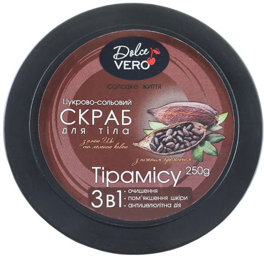 Скраб косметический сахарно-солевой Dolce Vero 250 г, тирамису: цены и характеристики