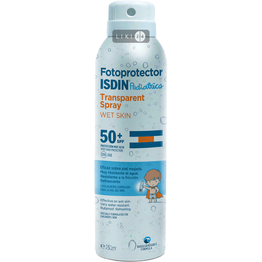 Сонцезахисний спрей Isdin Fotoprotector Pediatrics/Transparent Spray Wet Skin SPF 50+ 250 мл: ціни та характеристики
