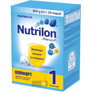 Сухая молочная смесь Nutrilon Комфорт 1 для питания детей от 0 до 6 месяцев, 600 г