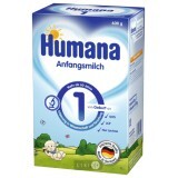 Суха молочна суміш Humana 1 з пребіотиками галактоолігосахаридами, 0-6 місяців, 600 г
