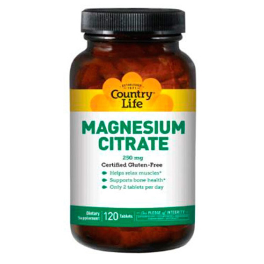 Минералы Country Life Magnesium Citrate 250 мг таблетки, №120: цены и характеристики