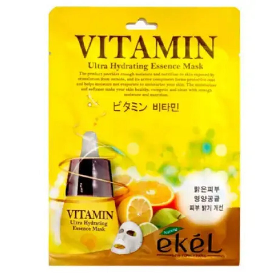 Ekel super natural ampoule маска тканинна для обличчя з комплексом вітамінів 25 мл: ціни та характеристики