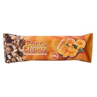 Батончик-мюслі Roco Choko з курагою глазурований кондитерською глазур'ю, 40 г