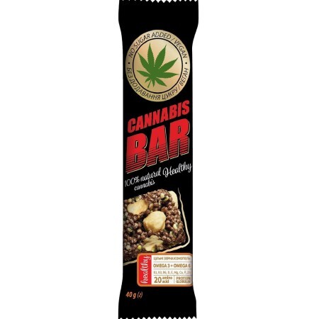 Батончик-мюсли Cannabis Bar с фундуком + семена каннабиса, 40 г