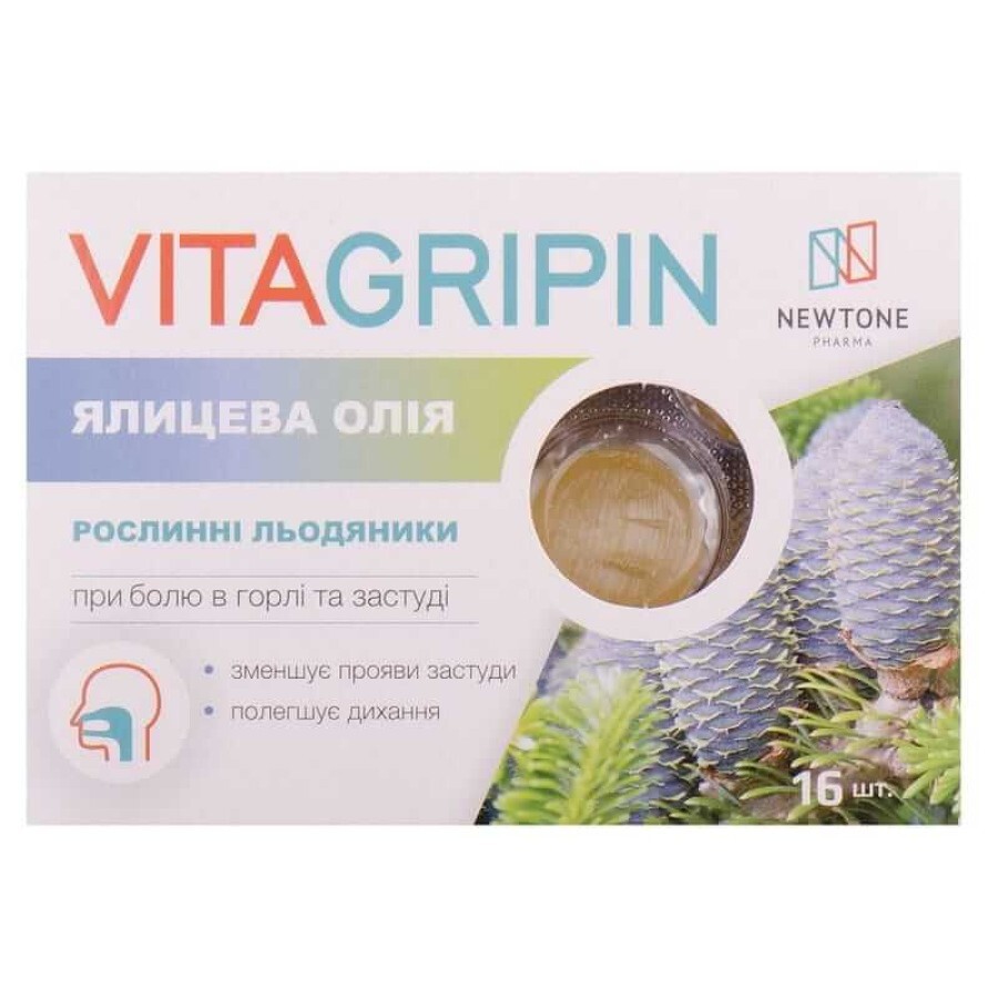 Вітагрипін ялицева олія при болю в горлі та застуді льодяники №16: ціни та характеристики