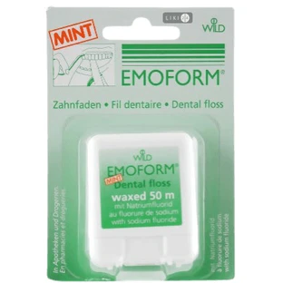 Зубная нить Dr. Wild Emoform  вощеная с фтором, 50 м
