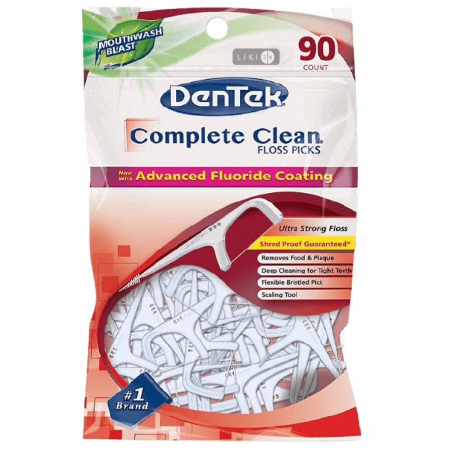 Зубна нитка DenTek Комплексне очищення флос-зубочистки, №90: ціни та характеристики
