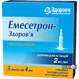 Эмесетрон-здоровье р-р д/ин. 2 мг/мл амп. 4 мл, в коробке №5