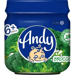 Пюре Andy Броколі овочеве дитяче з 6-ти місяців, 80 г