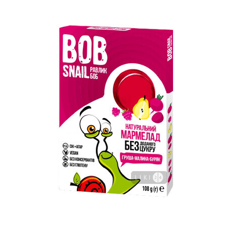 Мармелад натуральний Bob Snail Равлик Боб 108 г, Малина-Буряк
