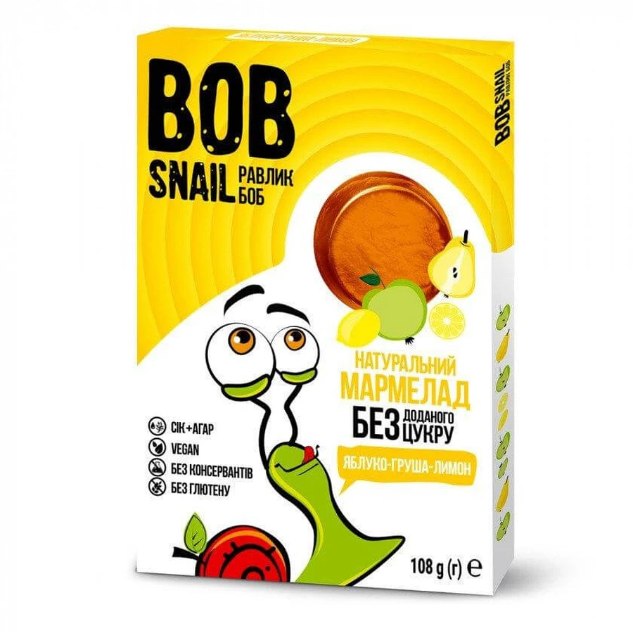 Мармелад натуральный bob snail (улитка боб) 108 г, яблоко-груша-лимон: цены и характеристики