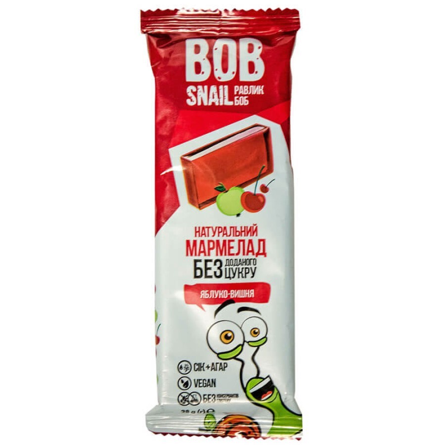 Мармелад натуральний Bob Snail Равлик Боб Яблуко-вишня, 38 г: ціни та характеристики