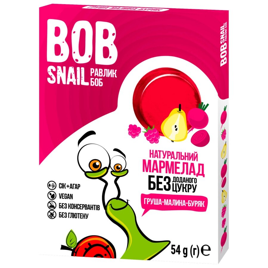 Мармелад натуральний Bob Snail Равлик Боб Груша-Малина-Буряк, 54 г: ціни та характеристики