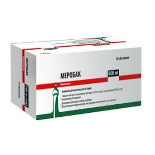 Порошок Меробак для приготовления раствора для инъекций 500 мг фл. №10