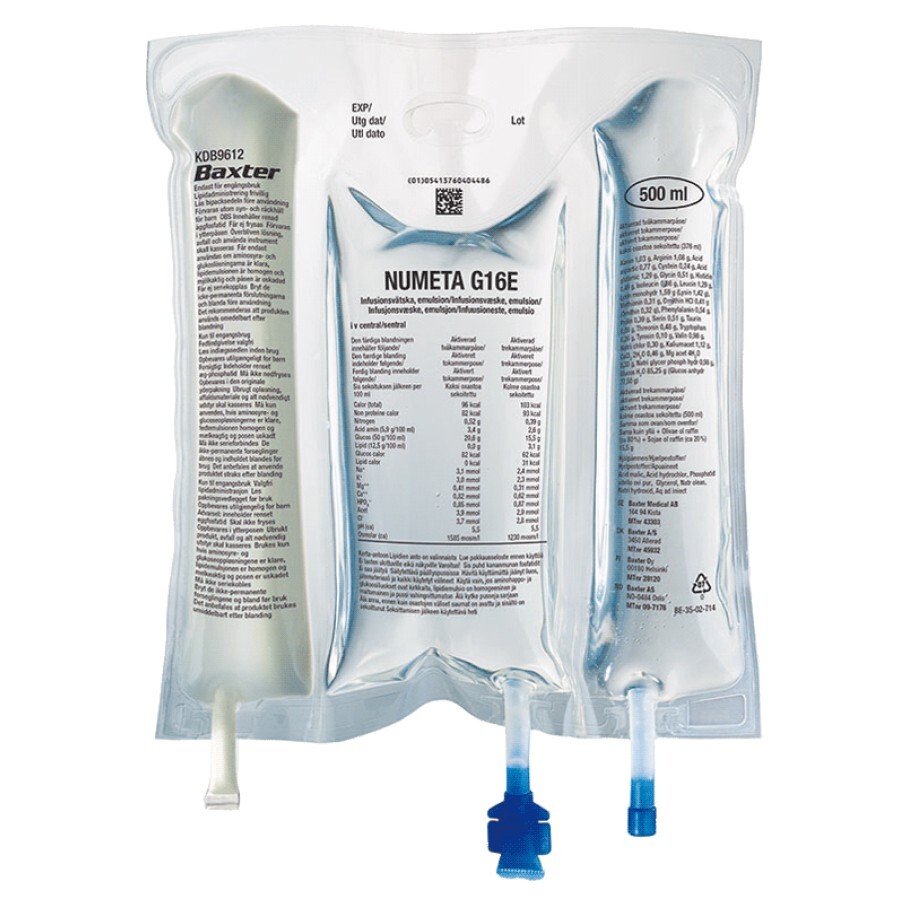 Нумета G16E эмульсия для инфузий трехкамерный пластиковый пакет 500 мл, №6: цены и характеристики