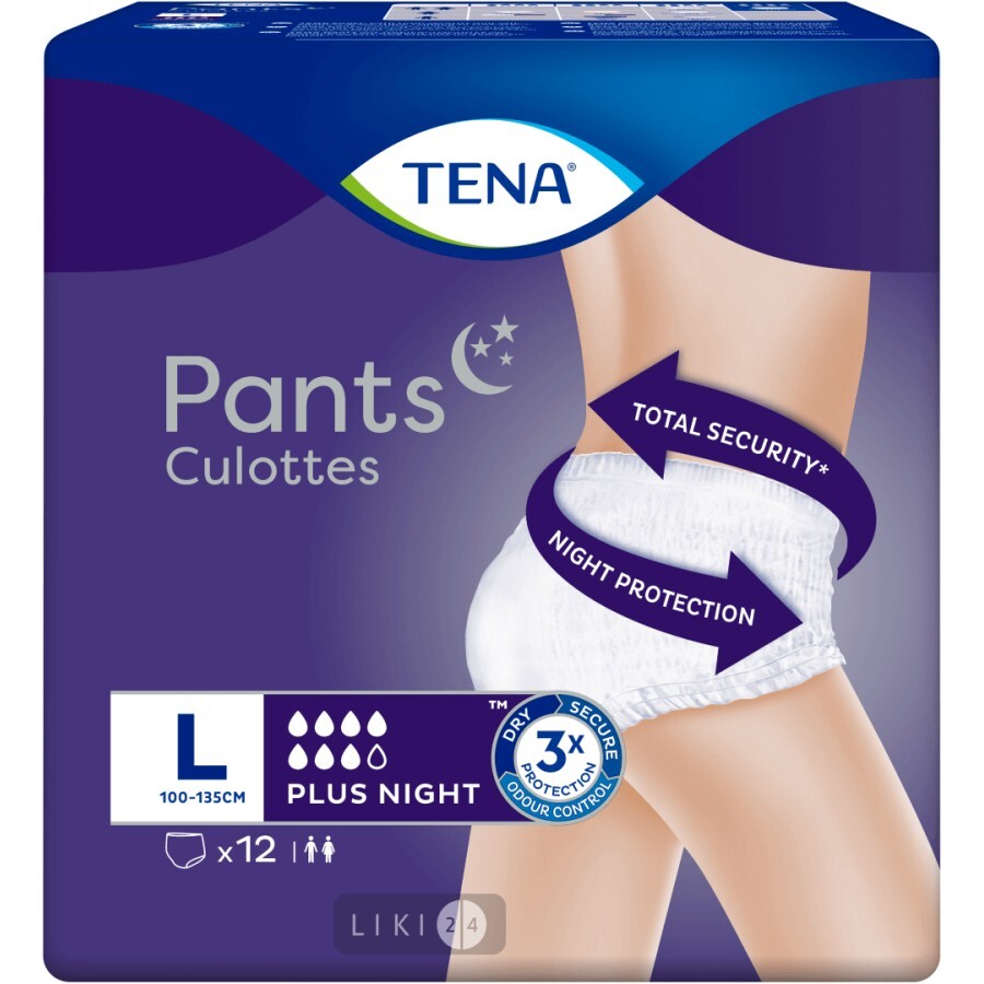 Труси-підгузки для дорослих Tena Pants Plus Night нічні розмір Large 12 шт: ціни та характеристики