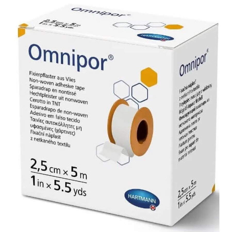 Пластир Omnipor фіксуючий з нетканого матеріалу, 2,5 см х 5 м: ціни та характеристики