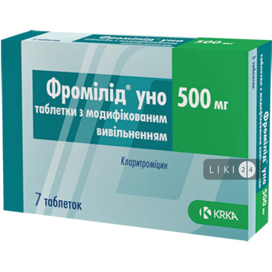 Фромілід уно табл. з модиф. вивільн. 500 мг блістер №7: ціни та характеристики