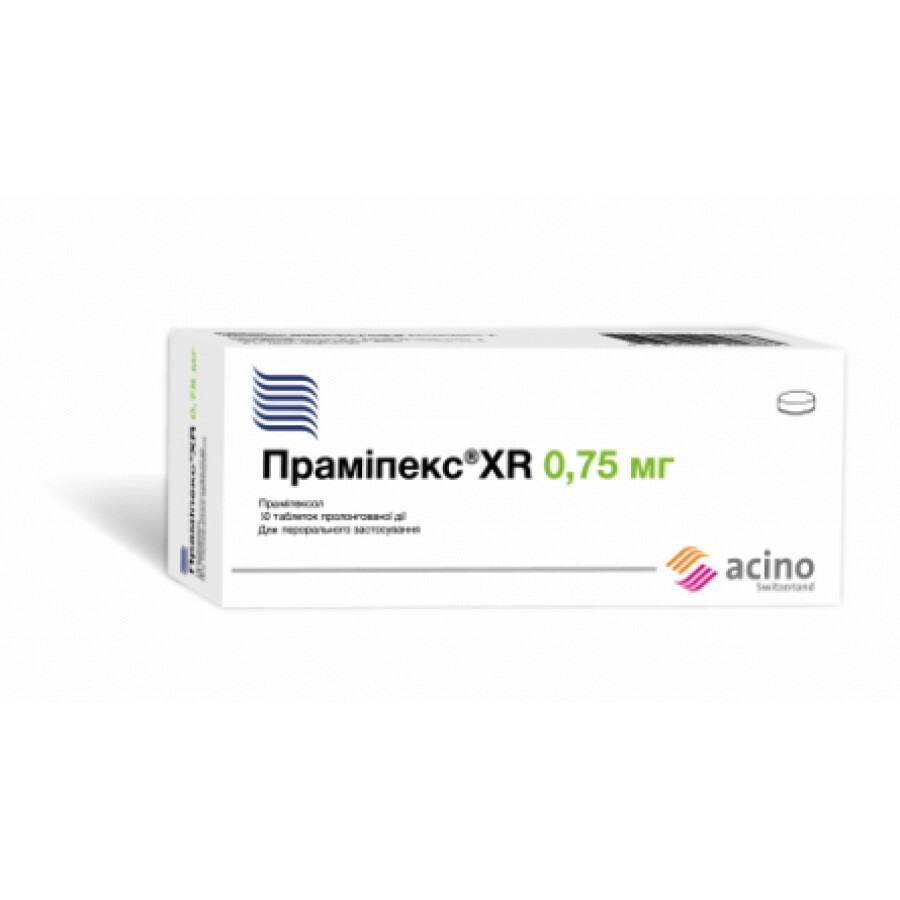 Праміпекс XR табл. пролонг. дії 0,75 мг блістер №10