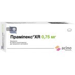 Прамипекс XR табл. пролонг. дейст. 0,75 мг блистер №30: цены и характеристики