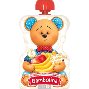 Фруктовое пюре Bambolina Яблоко-банан с 6 месяцев, 90 г