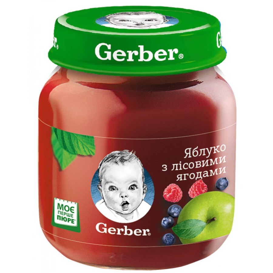 Пюре Gerber Яблоко с лесными ягодами, 130 г, №12: цены и характеристики