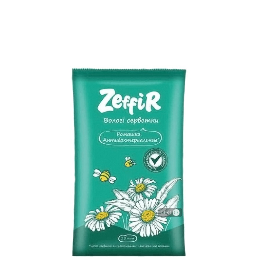 Серветки вологі Zeffir Baby з екстрактом ромашки 15 шт: ціни та характеристики