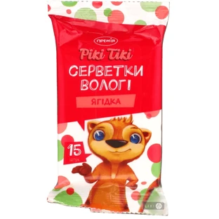 Влажные салфетки Премия Рики Тики Ягодка детские 15 шт