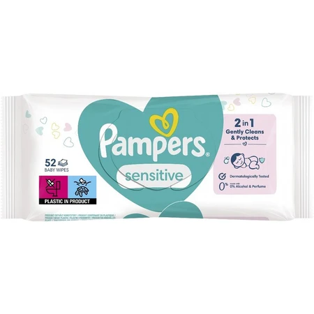 Вологі серветки Pampers Sensitive Дитячі 52 шт: ціни та характеристики