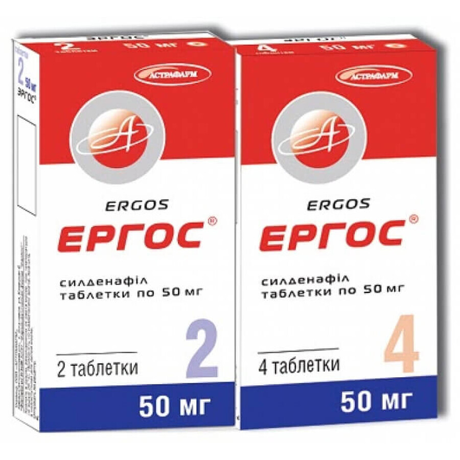 Эргос табл. 50 мг №2: цены и характеристики