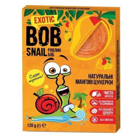 Цукерки натуральні bob snail (равлик боб) 120 г, манго