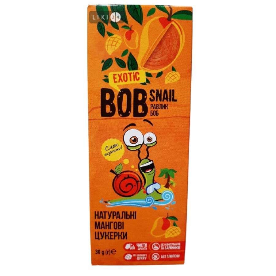 Цукерки натуральні Bob Snail (Равлик Боб) 30 г, манго: ціни та характеристики