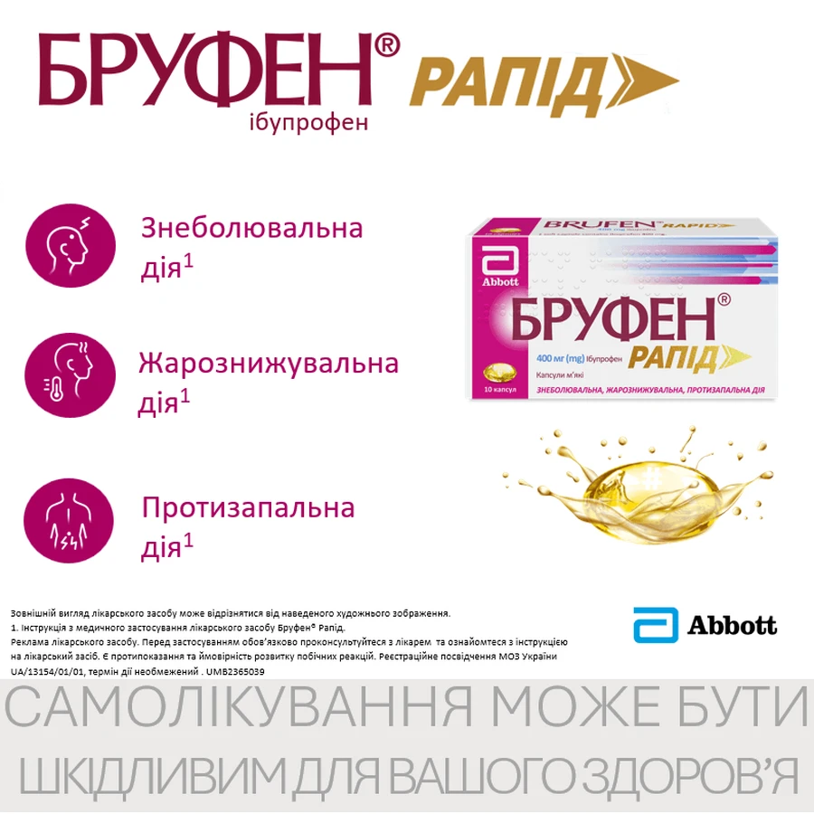 Бруфен Рапид капс. мягкие 400 мг блистер №10: цены и характеристики