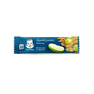 Фруктово-злаковый батончик Gerber с виноградом и яблоком, 25 г