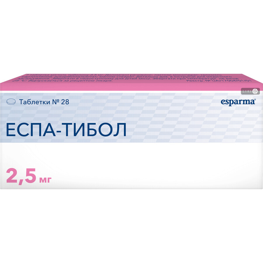 Еспа-тибол табл. 2,5 мг блістер №28: ціни та характеристики