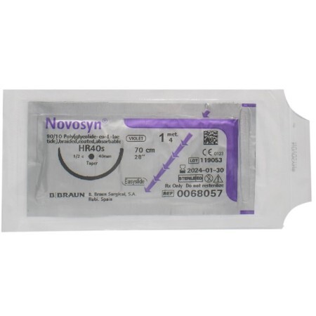 Шовный материал хирургический Novosyn USP1 (4) длина 70 см, игла колющая усиленная 40 мм, 1/2, цвет фиолетовый DDP C0068057