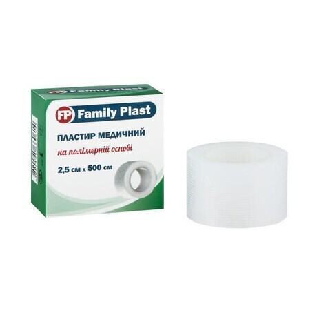 Пластир медичний Family Plast на полімерній основі 2.5 см х 500 см, 1 шт