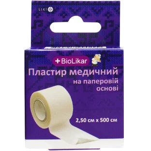 Пластырь медицинский Biolikar на бумажной основе размер 3.75 см х 500 см 1 шт