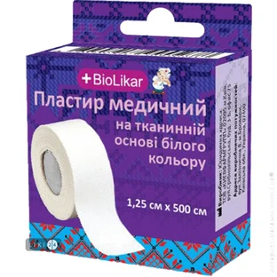 Пластырь медицинский Biolikar на тканевой основе белого цвета 1.5 см х 500 см