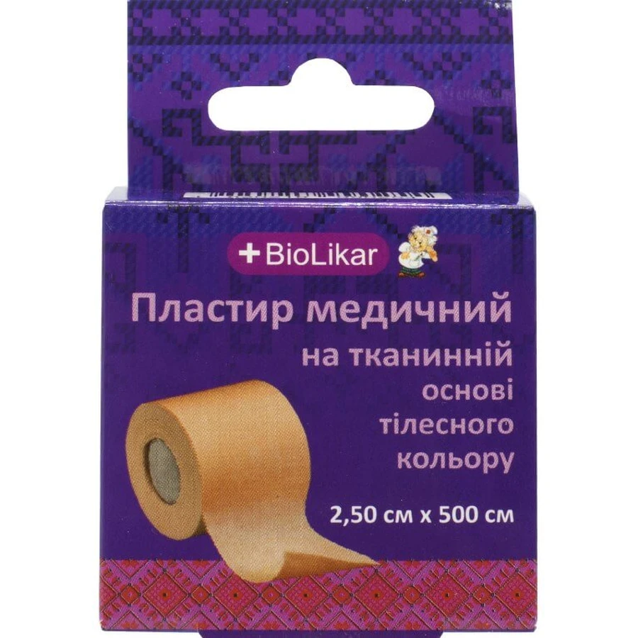 Пластырь BioLikar на тканевой основе 2,5 см х 500 см, телесный: цены и характеристики
