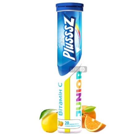 Вітаміни Plusssz Junior + вітамін С табл.шип. по 4.3 г, апельсин/лимон №20